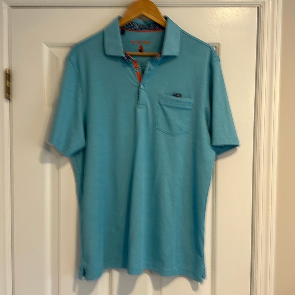 NWOT Visconti Black - Max Colton Turquoise Blue Polo size Large.